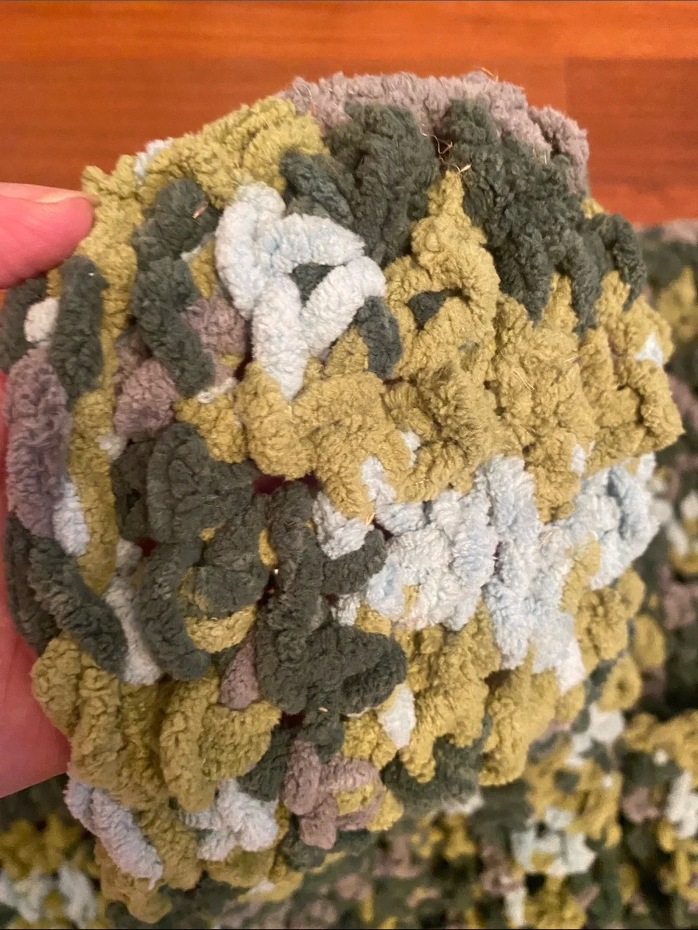 Handmade Multicolor Soft Crochet Throw Beautiful Color Olive, Cream Green 41x57